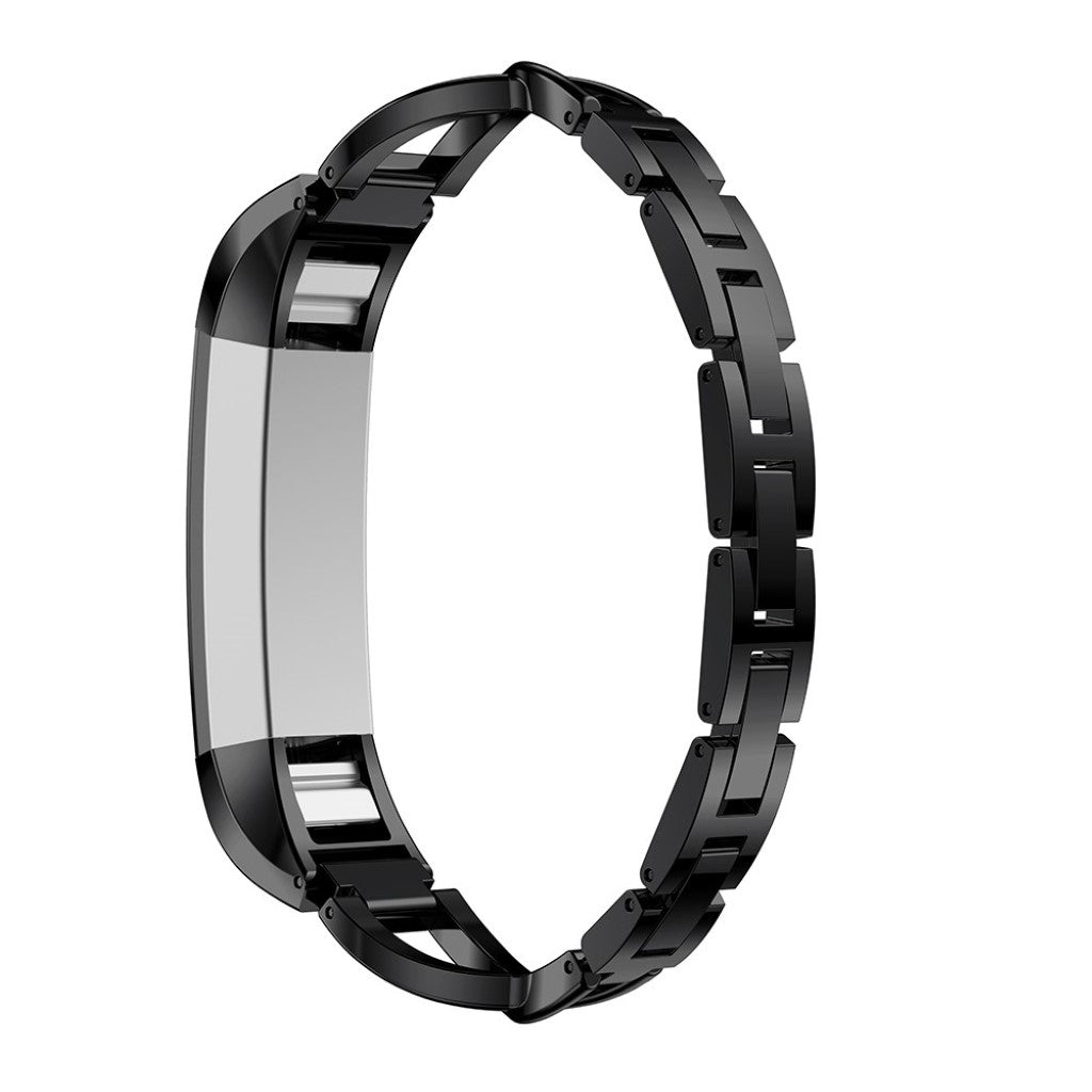 Holdbart Fitbit Alta HR Metal og Rhinsten Rem - Sort#serie_4