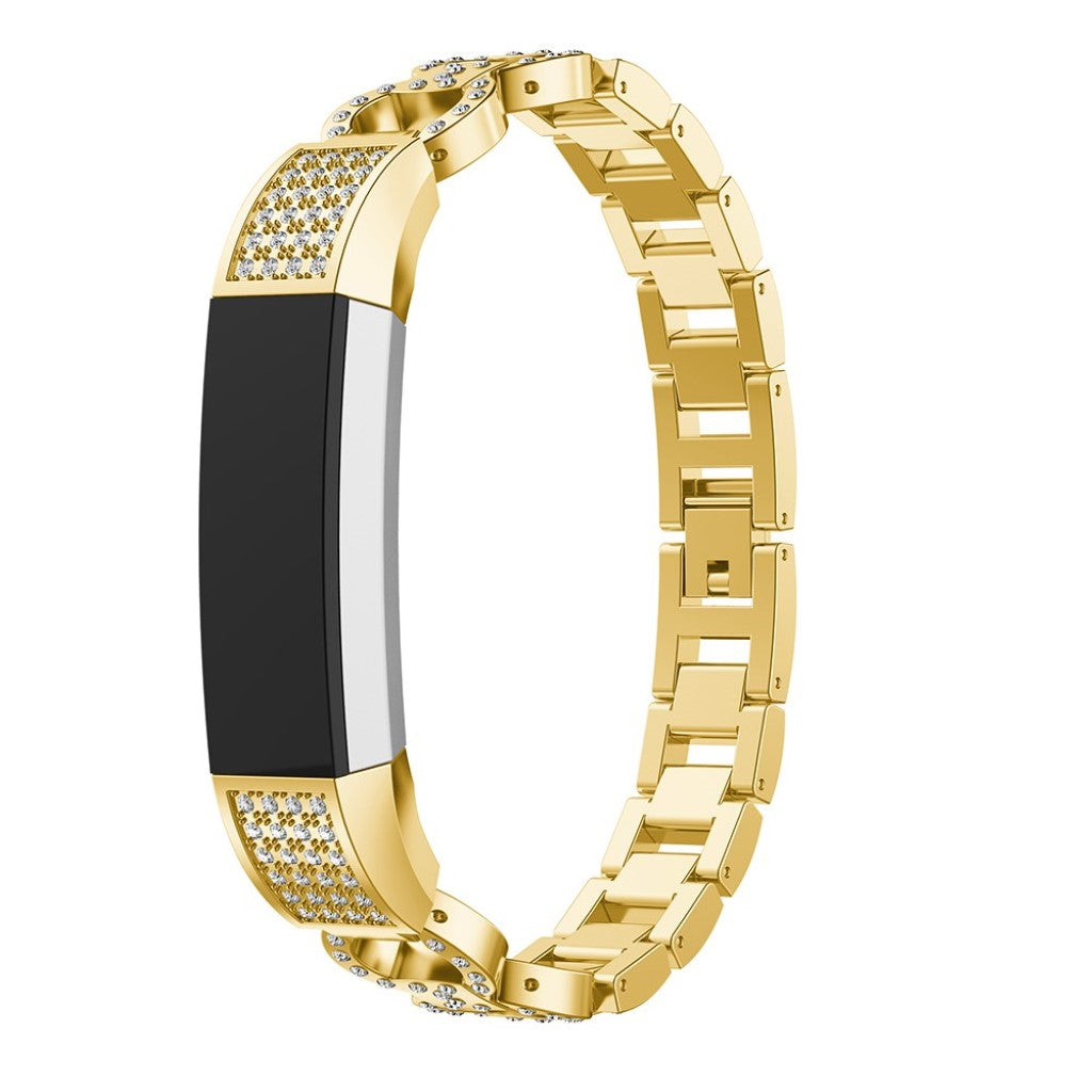 Meget nydelig Fitbit Alta HR Metal og Rhinsten Rem - Guld#serie_2