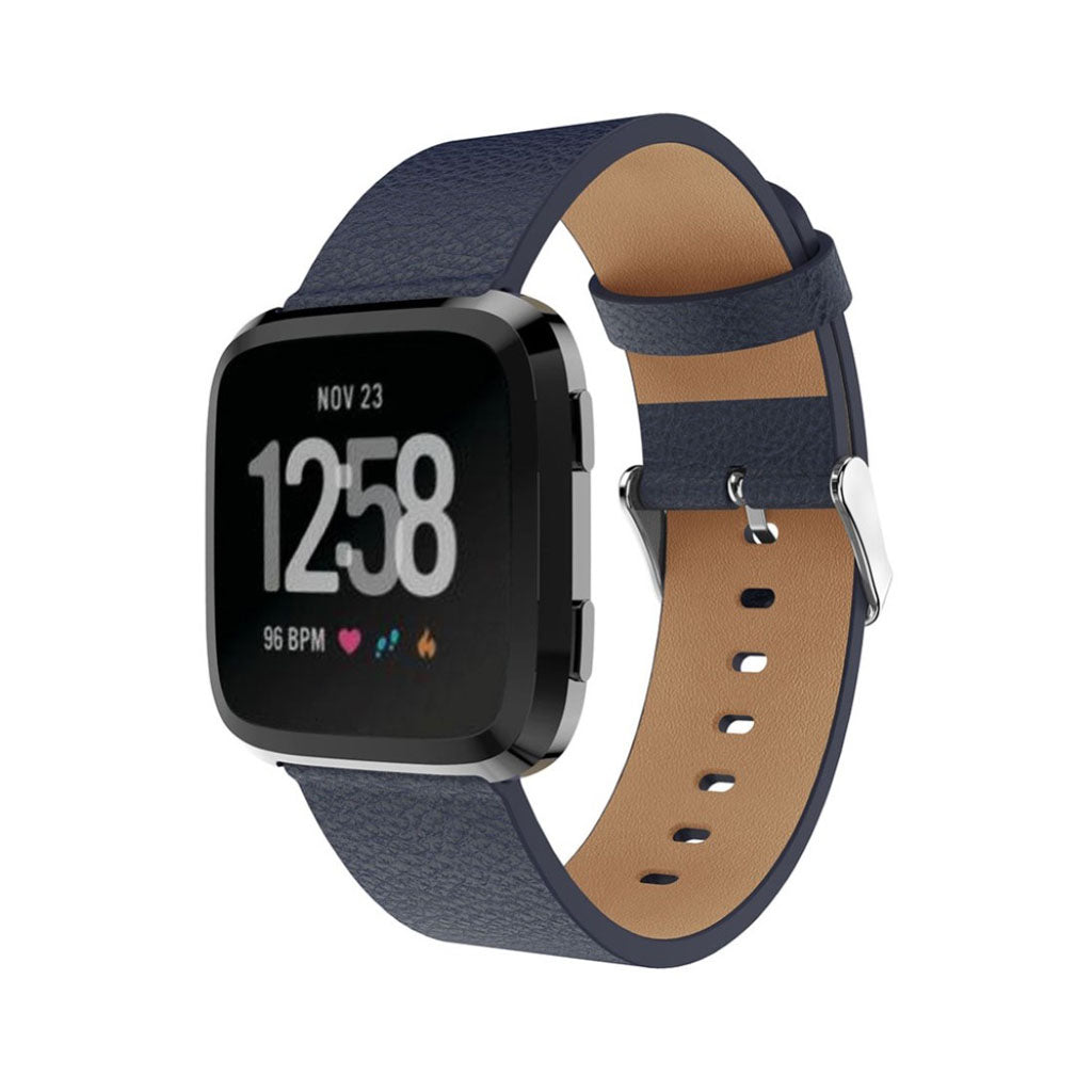 Flot Fitbit Versa Ægte læder Rem - Blå#serie_2