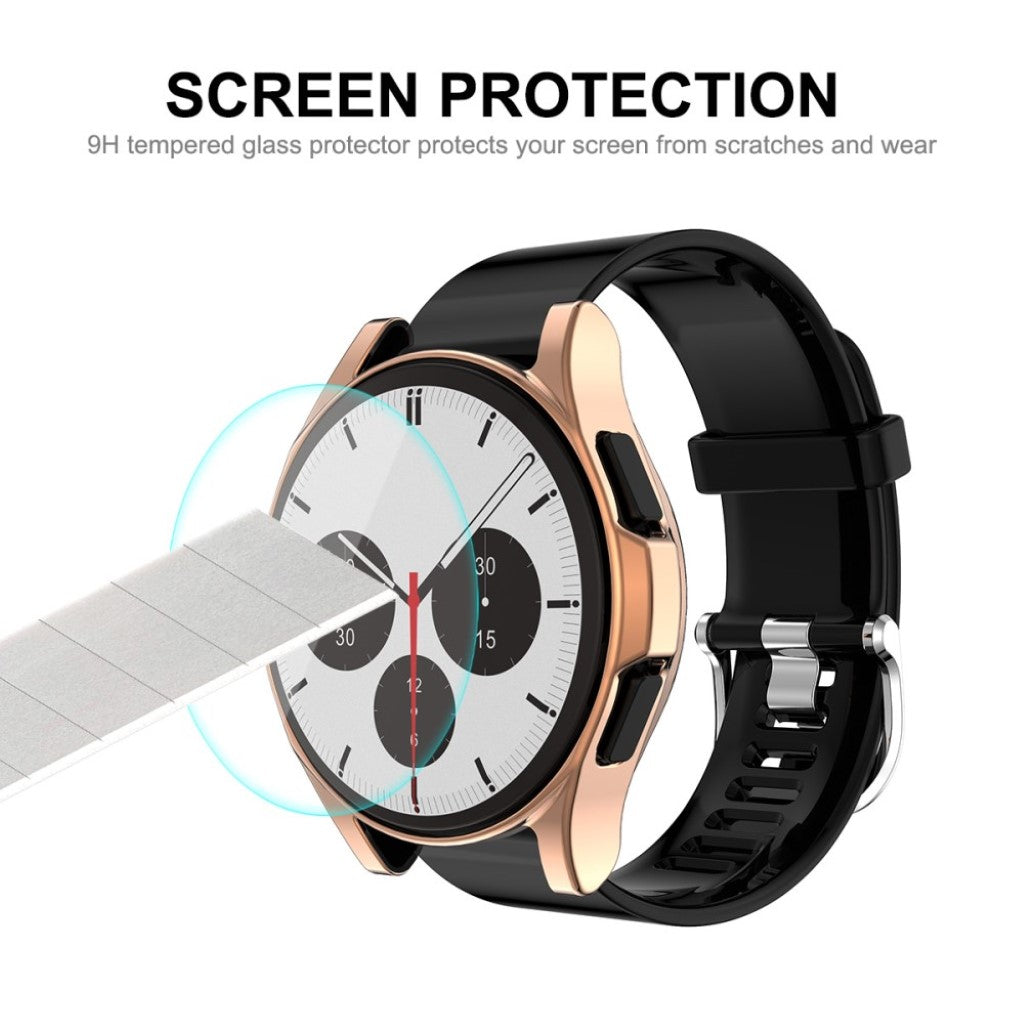 Beskyttende Samsung Galaxy Watch 4 Classic (46mm) Cover med Skærmbeskytter i Silikone og Hærdet Glas - Gennemsigtig#serie_2