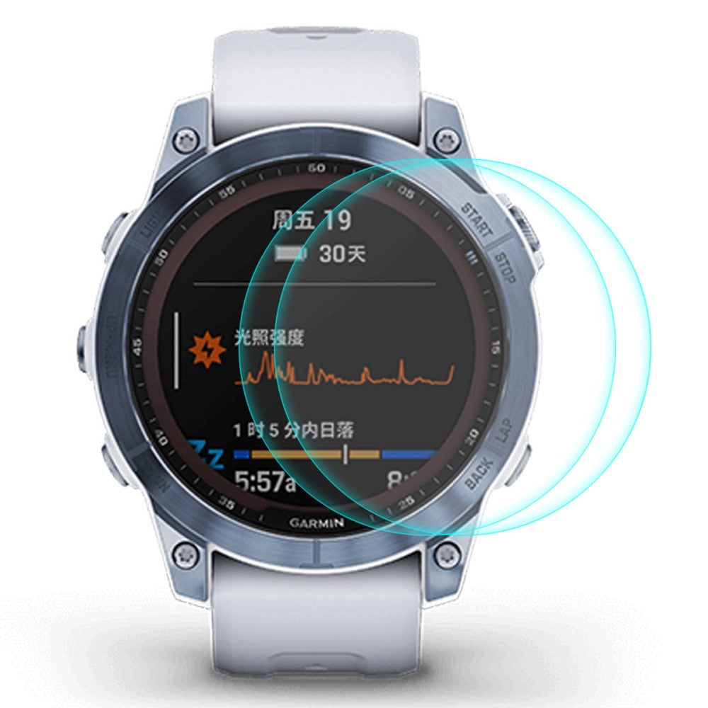 2stk Garmin Fenix 7X Hærdet Glas  9H Skærmbeskytter - Gennemsigtig#serie_157