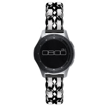 Leather on steel knit watch band for Samsung, Huawei and Amazfit watch - Black / White#serie_2