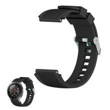22mm Universal line etched silicone watch strap - Black#serie_1