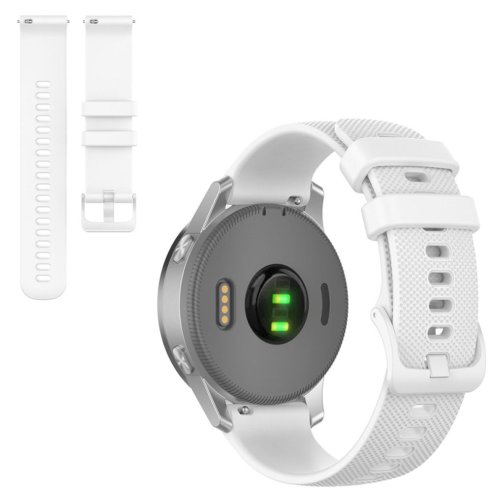 22mm Universal grid texture silicone watch strap - White#serie_2