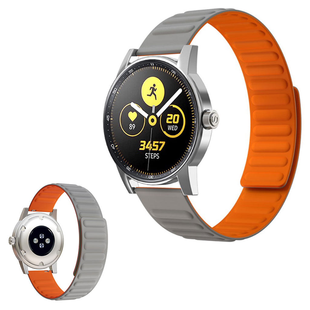 22mm Universal flexible silicone watch strap - Grey / Orange#serie_7