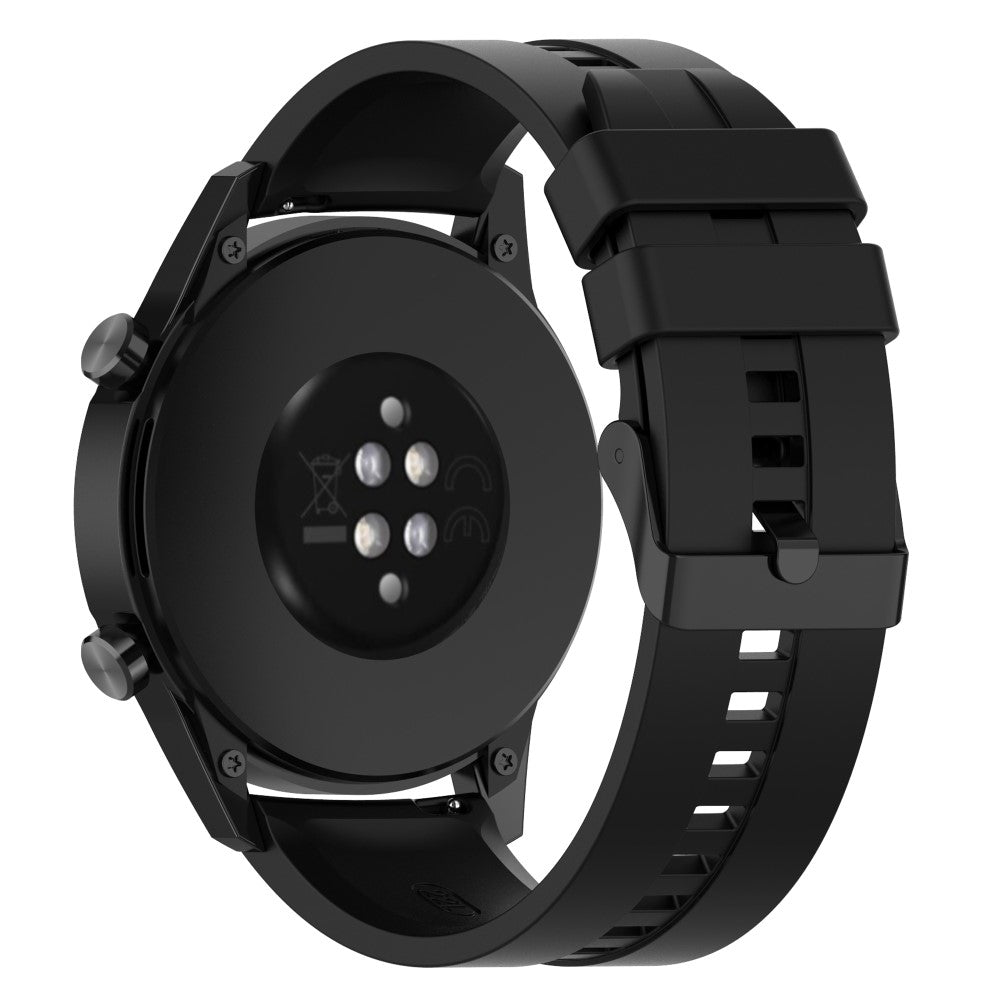 20mm Universal silicone watch strap - Black Steel Buckle / Black#serie_10