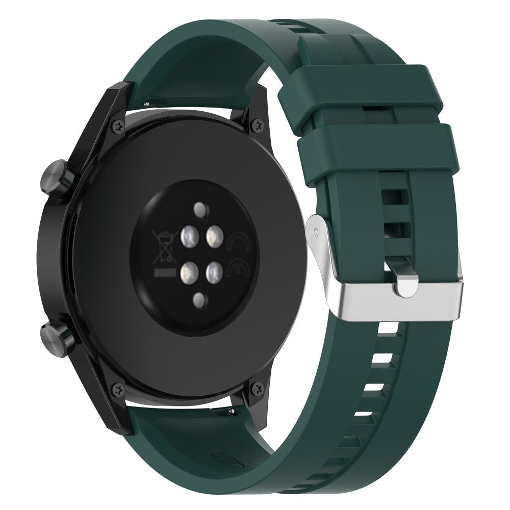 20mm Universal adjustable silicone watch strap - Silver Steel Buckle / Blackish Green#serie_13