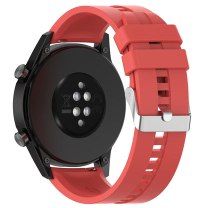 20mm Universal adjustable silicone watch strap - Silver Steel Buckle / Red#serie_3