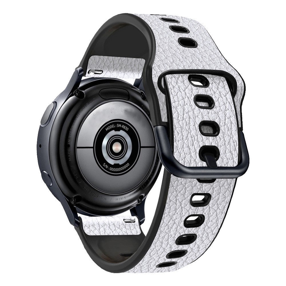 22mm Universal litchi texture leather  watch strap - White#serie_3