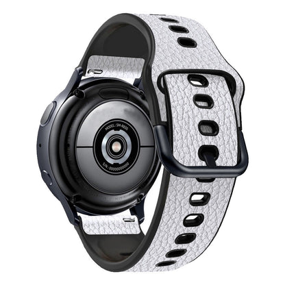22mm Universal litchi texture leather  watch strap - White#serie_3