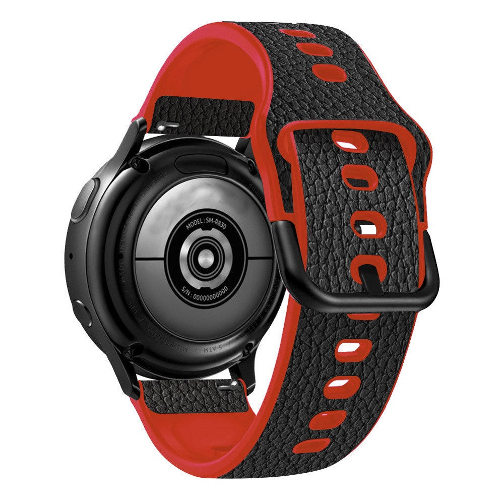 22mm Universal litchi texture leather  watch strap - Red#serie_4