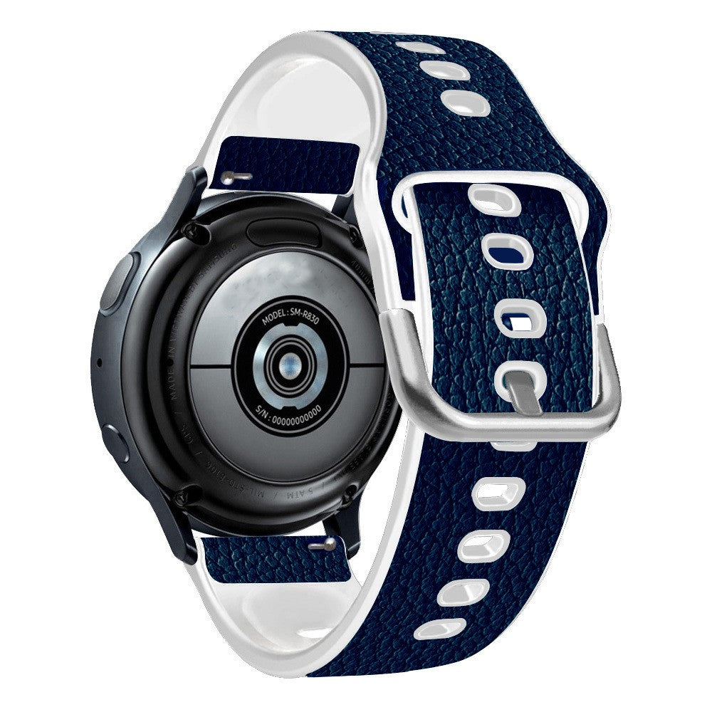 22mm Universal litchi texture leather  watch strap - Blue#serie_5