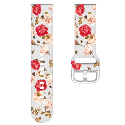 20mm Universal pattern printed silicone watch strap - Red / Pink Flowers#serie_2