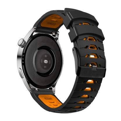 20mm Universal dual color silicone watch strap - Black / Orange#serie_4