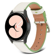 22mm Universal color spliced genuine leather watch strap - White#serie_1