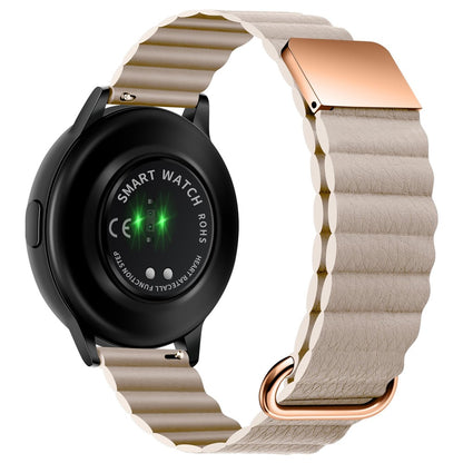 20mm Universal litchi style genuine leather watch strap - Rose Gold Buckle / Khaki#serie_1