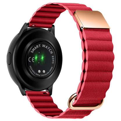 22mm Universal litchi style genuine leather watch strap - Rose Gold Buckle / Red#serie_10