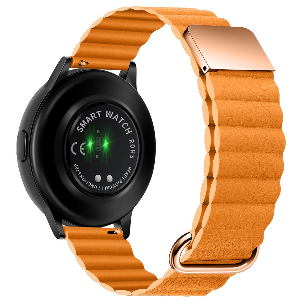 22mm Universal litchi style genuine leather watch strap - Rose Gold Buckle / Orange#serie_6