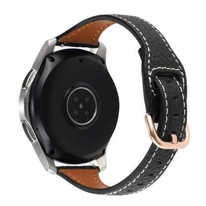 22mm Universal litchi genuine leather watch strap - Black#serie_2