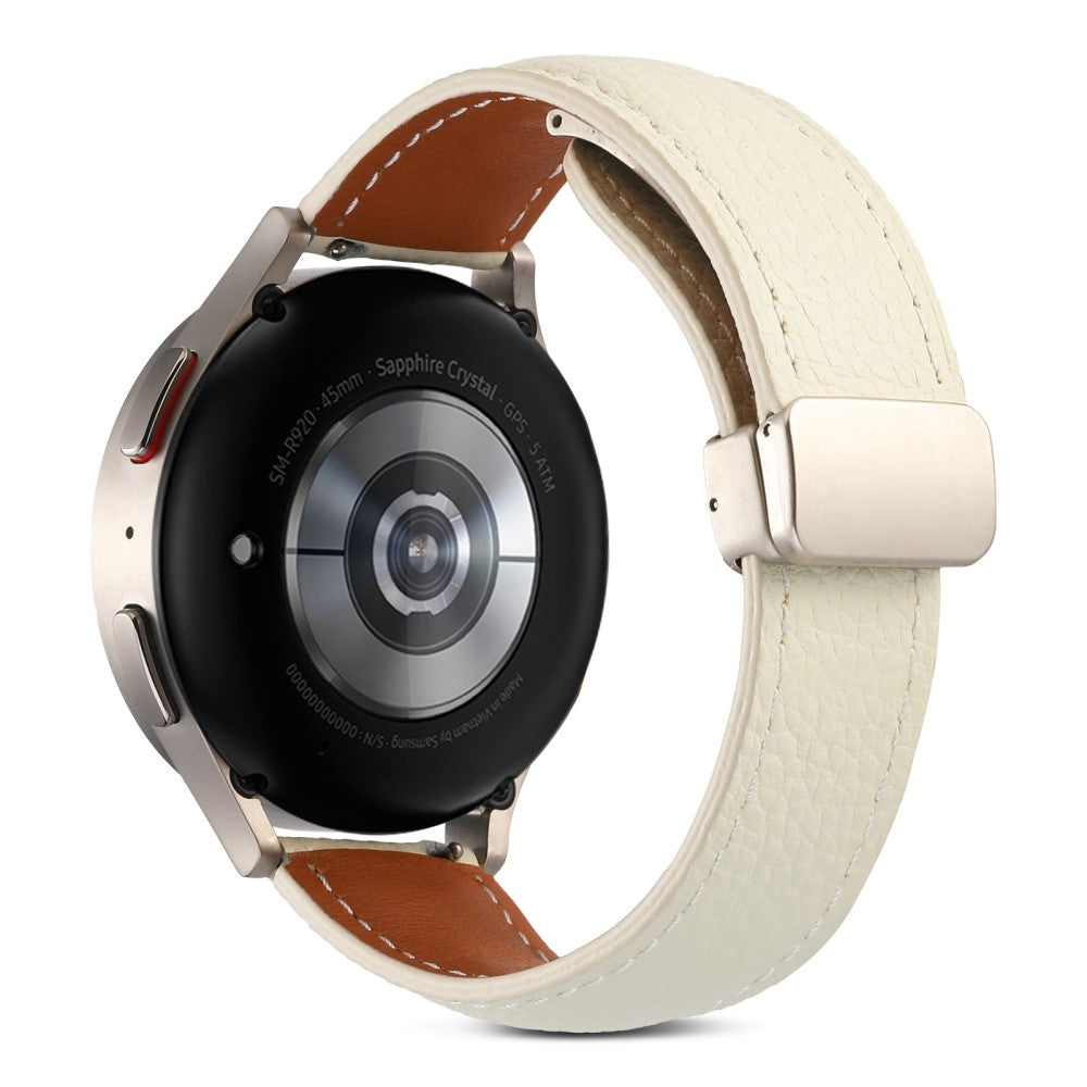 22mm Universal genuine leather watch strap - Beige#serie_6