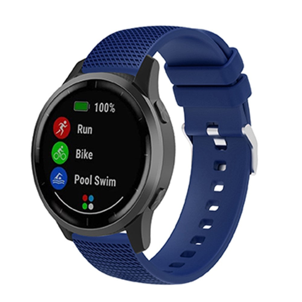 22mm Universal grid style silicone watch strap - Navy Blue#serie_8