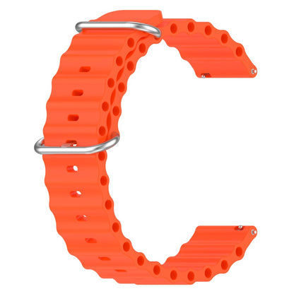 22mm Universal wave design silicone watch strap - Orange#serie_3