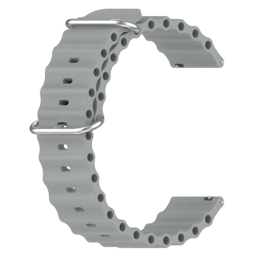 22mm Universal wave design silicone watch strap - Grey#serie_8
