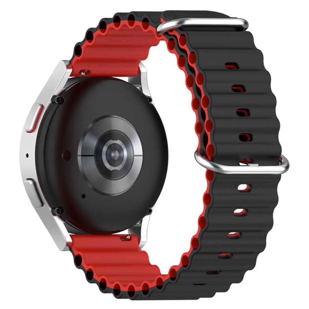22mm Universal dual color silicone watch strap - Black / Red#serie_5