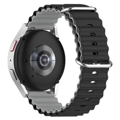 22mm Universal dual color silicone watch strap - Black / Grey#serie_7