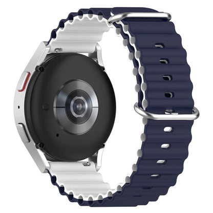 22mm Universal dual color silicone watch strap - Midnight Blue / White#serie_9