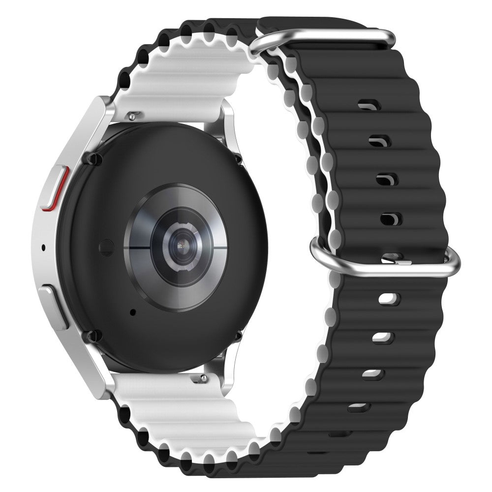 20mm Universal dual color silicone watch strap - Black / White#serie_4