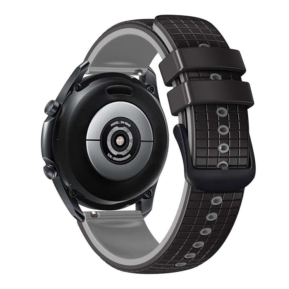 20mm Universal grid texture on silicone strap - Black / Grey#serie_6