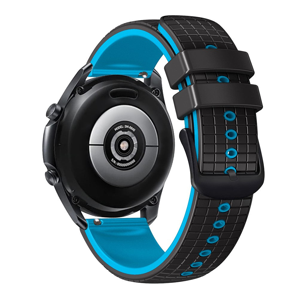 22mm Universal grid texture on silicone strap - Black / Sky Blue#serie_8