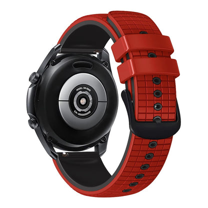 22mm Universal grid texture on silicone strap - Red / Black#serie_9