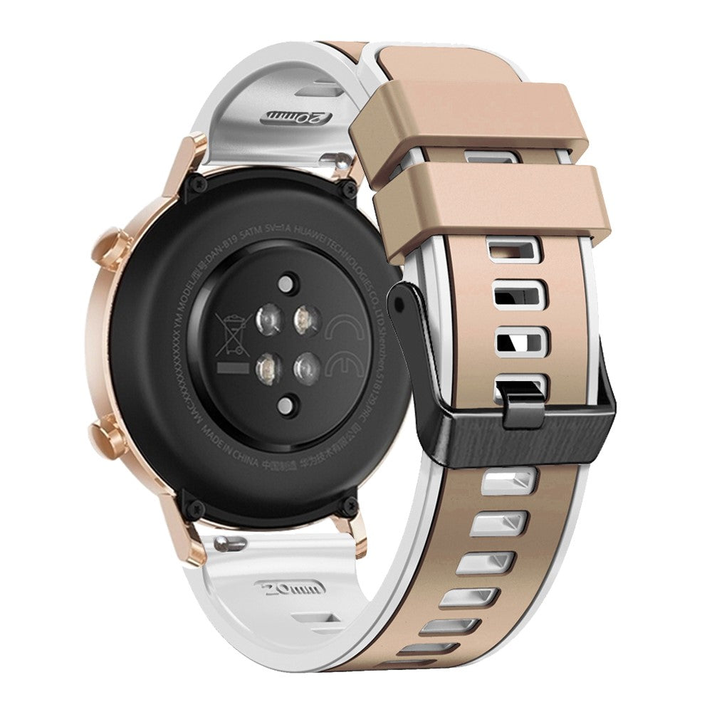22mm Universal dual color silicone strap - Light Pink / White#serie_9