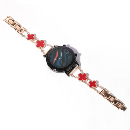 22mm Universal aluminum alloy clover adorned strap - Rose Gold / Red#serie_1