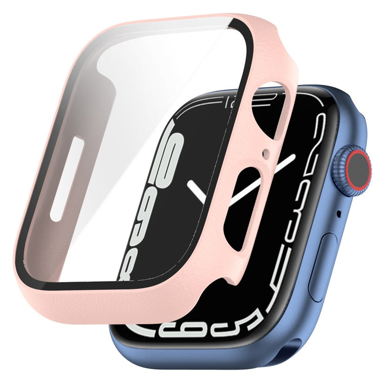 Fint Apple Watch Series 7 41mm Cover med Skærmbeskytter i Plastik og Hærdet Glas - Pink#serie_2