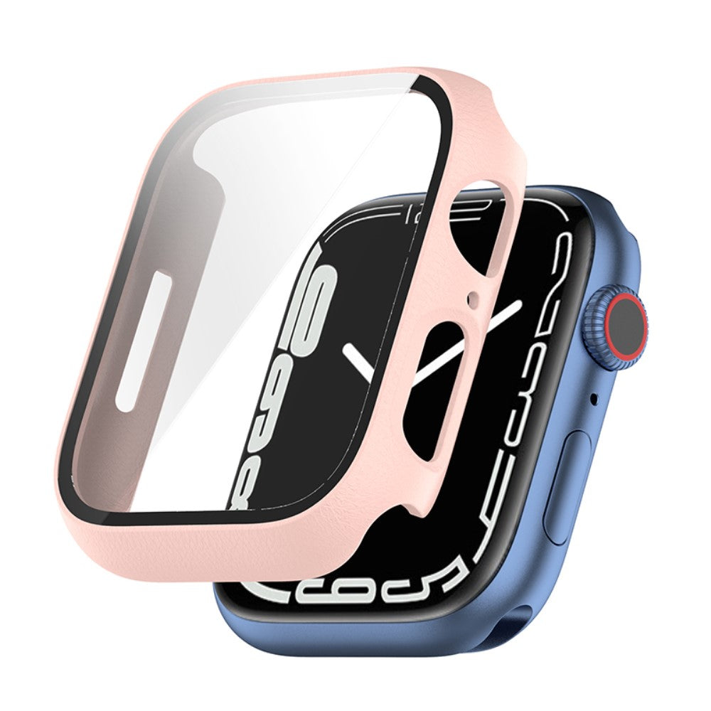 Rigtigt Flot Apple Watch Series 7 41mm Cover med Skærmbeskytter i Plastik og Hærdet Glas - Pink#serie_9