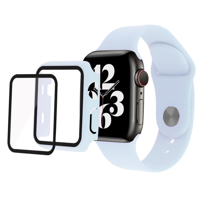 Apple Watch Series 7 41mm Silikone Cover med Rem og Hærdet Glas - Blå#serie_3