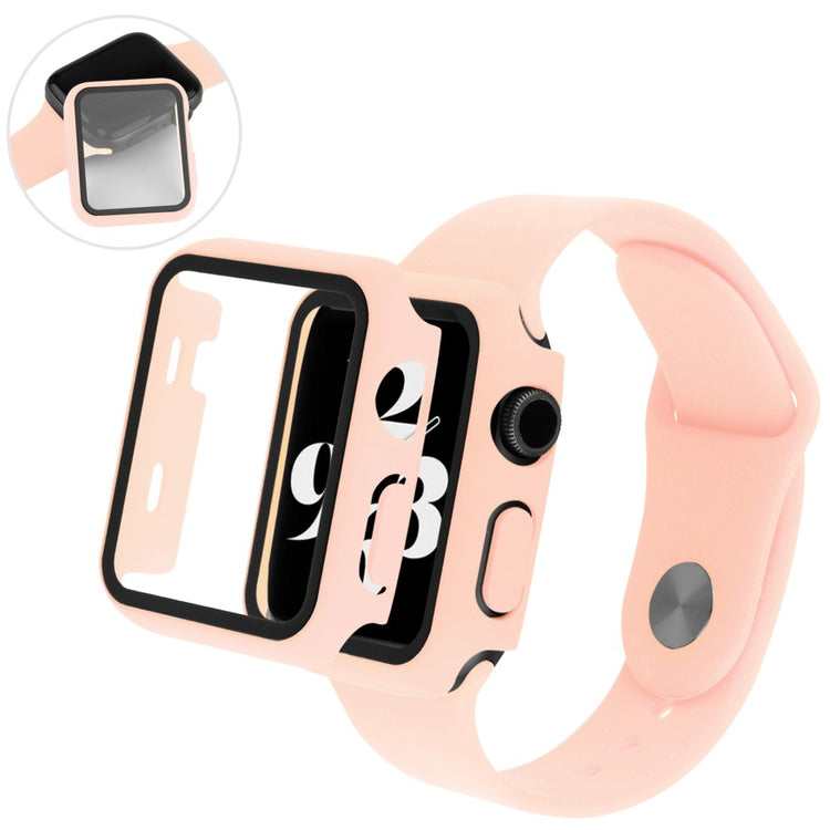 Apple Watch Series 7 41mm Silikone Cover med Rem og Hærdet Glas - Pink#serie_5