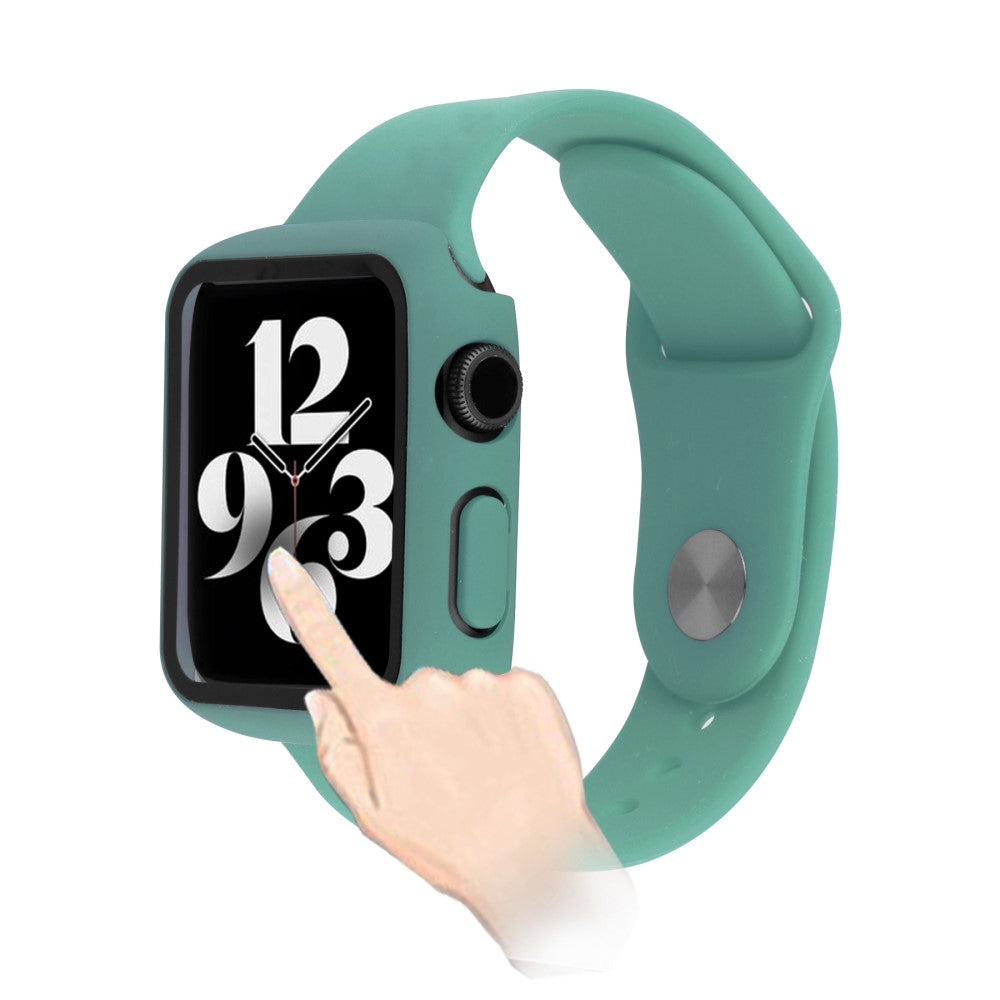 Apple Watch Series 7 41mm Silikone Cover med Rem og Hærdet Glas - Grøn#serie_9