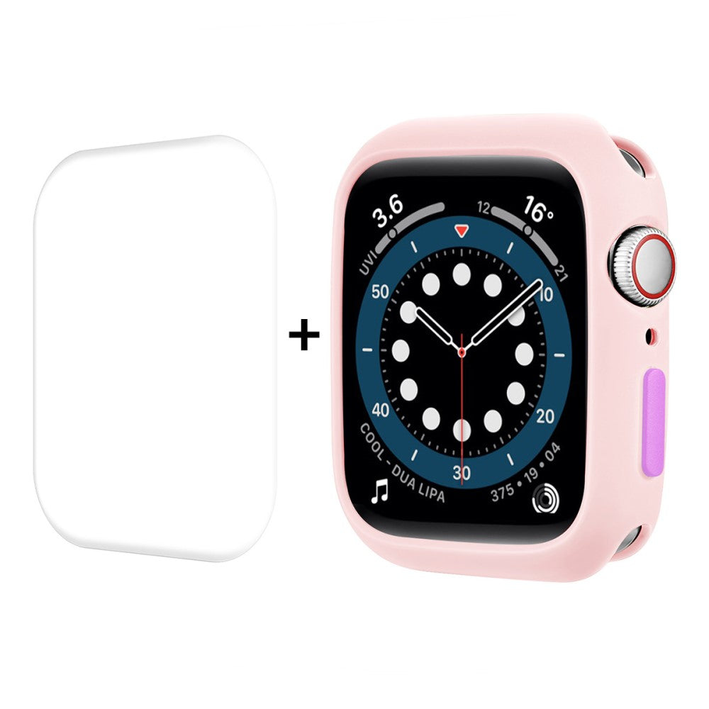 Vildt Fed Apple Watch Series 7 41mm Cover med Skærmbeskytter i Silikone - Pink#serie_6