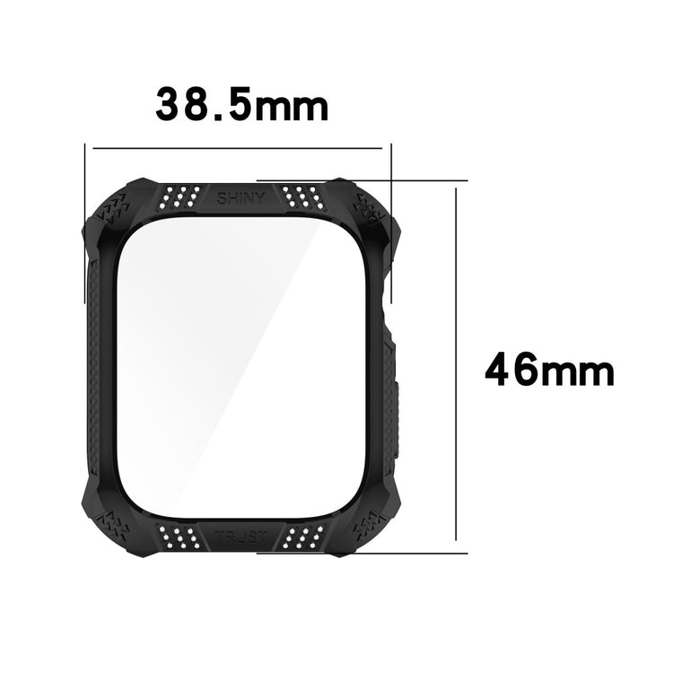 Vildt Flot Apple Watch Series 7 41mm Cover med Skærmbeskytter i Rhinsten og Hærdet Glas - Sort#serie_1