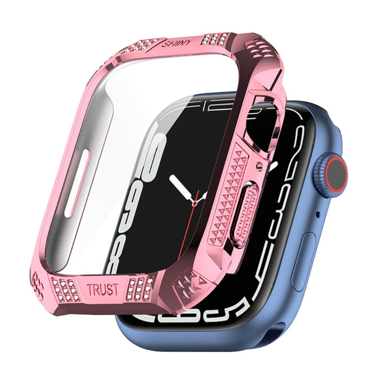 Super Pænt Apple Watch Series 7 41mm Cover med Skærmbeskytter i Plastik og Hærdet Glas - Pink#serie_1