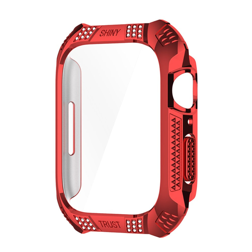 Super Pænt Apple Watch Series 7 41mm Cover med Skærmbeskytter i Plastik og Hærdet Glas - Rød#serie_3