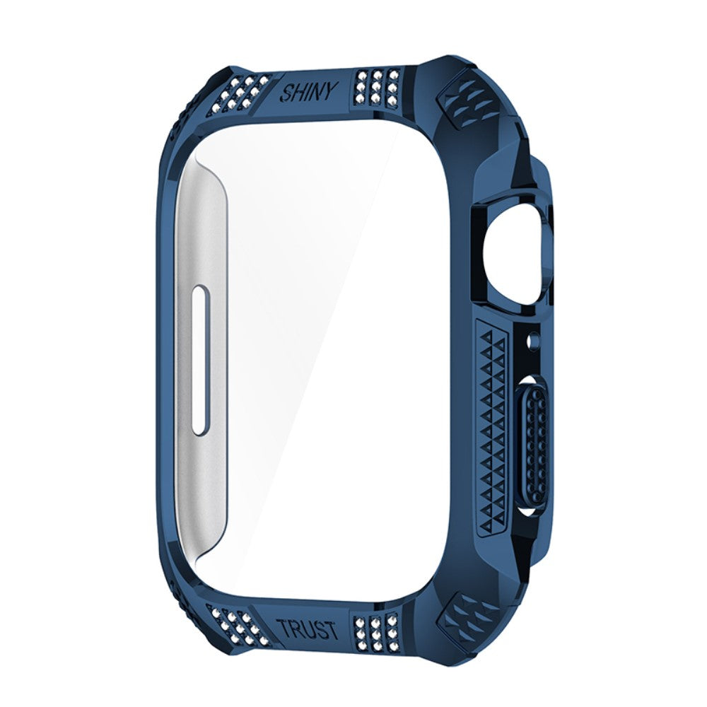 Super Pænt Apple Watch Series 7 41mm Cover med Skærmbeskytter i Plastik og Hærdet Glas - Blå#serie_6