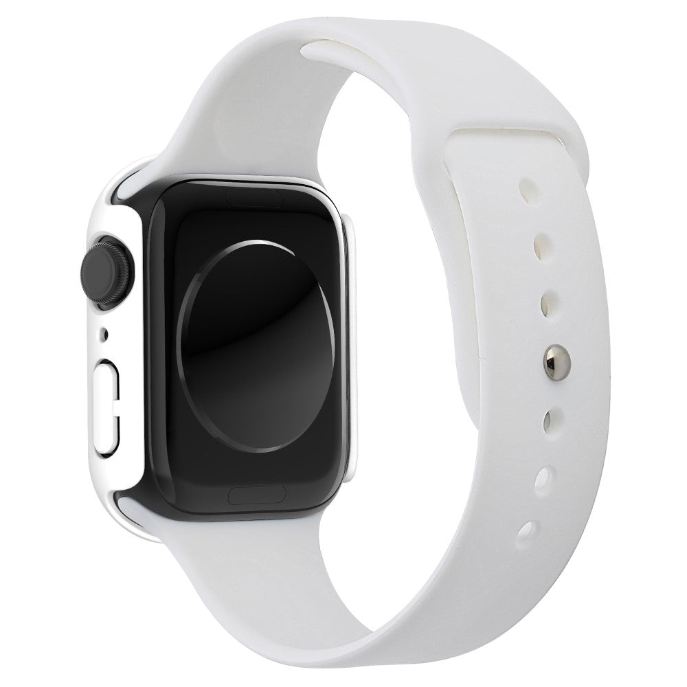 Vildt Godt Apple Watch Series 7 41mm Cover med Skærmbeskytter i Plastik og Hærdet Glas - Hvid#serie_1