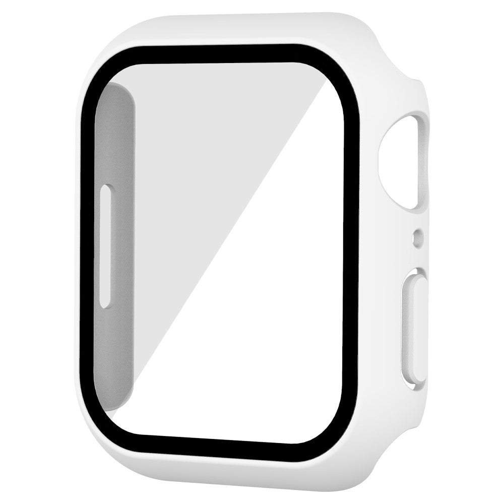 Vildt Godt Apple Watch Series 7 41mm Cover med Skærmbeskytter i Plastik og Hærdet Glas - Hvid#serie_1