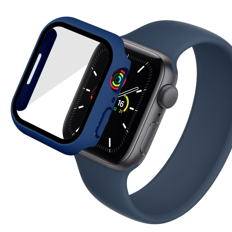 Vildt Godt Apple Watch Series 7 41mm Cover med Skærmbeskytter i Plastik og Hærdet Glas - Blå#serie_5