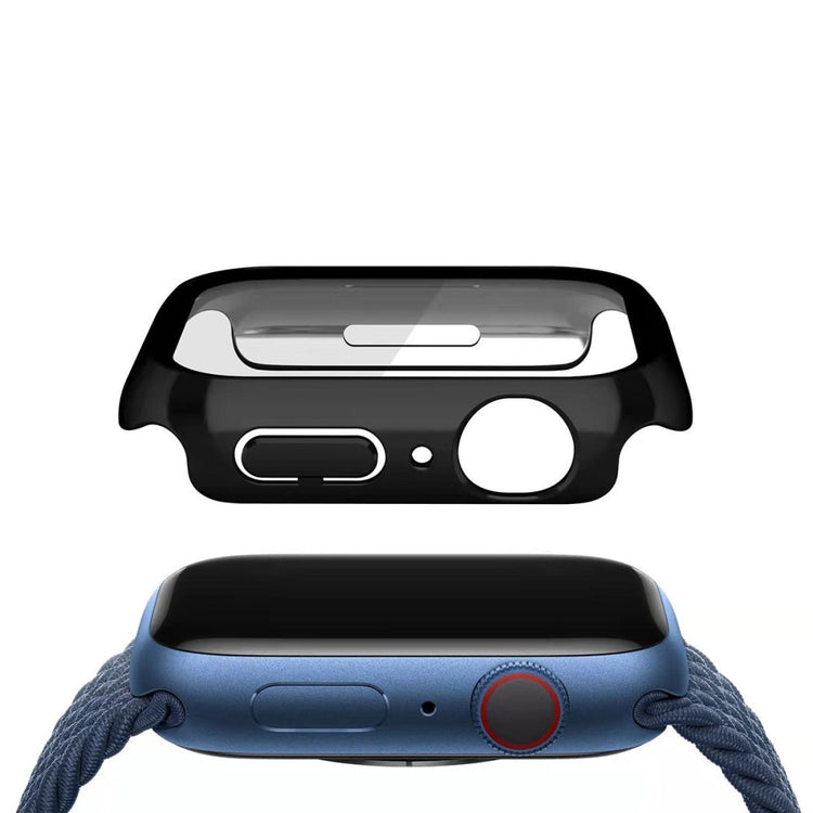 Rigtigt Fed Apple Watch Series 7 41mm Cover med Skærmbeskytter i Plastik og Hærdet Glas - Sort#serie_1